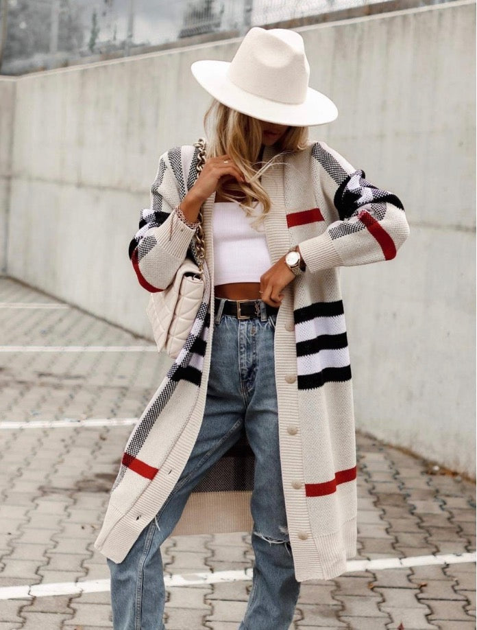 Unique Striped Long Sleeve Cardigan