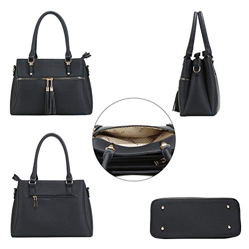 Women Satchel Bags Handle Shoulder Handbags and Purses Pockets Zipper Leather Crossbody Bags