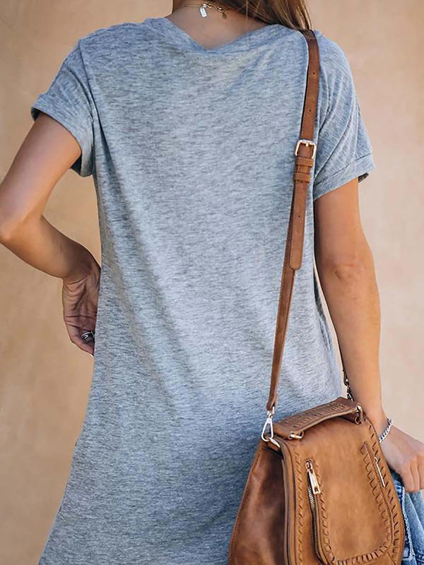 Casual Deep V-neck T-shirt Dress