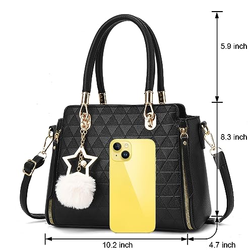 Purses and Top Handle Handbags Shoulder Bag with Pompom Purse for Ladies Travel Bag