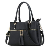 Women Satchel Bags Handle Shoulder Handbags and Purses Pockets Zipper Leather Crossbody Bags