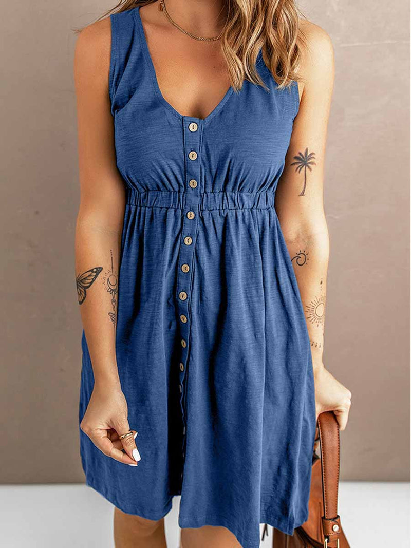 Casual Buttons Vest Dress(9 Colors)