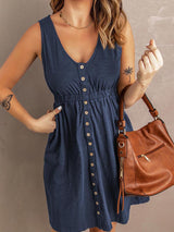 Casual Buttons Vest Dress(9 Colors)