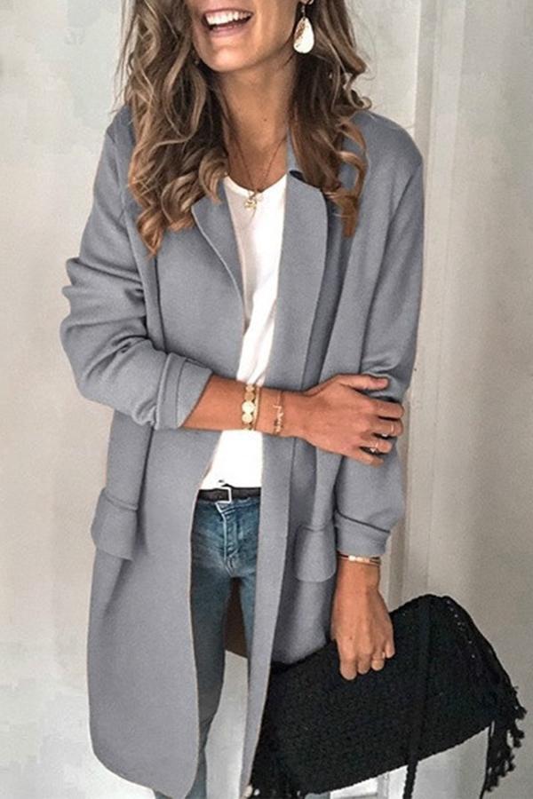 Solid Color Long Sleeve Coat