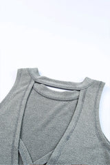 Gray Crisscross Cut-out Back Knit Tank Petal Dress