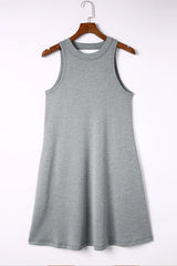 Gray Crisscross Cut-out Back Knit Tank Petal Dress